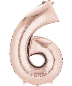 Rose Gold Number 6 Foil Balloons