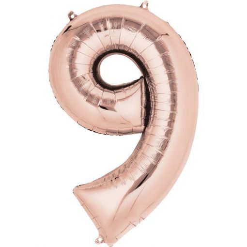 Rose Gold Number 9 Foil Balloons