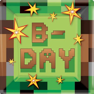 TNT Minecraft themed party decorations, paper plates & balloons in the UK in stock