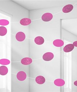 Bright Pink Glitter Hanging String Decorations