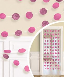 Bright Pink Glitter Hanging String Decorations