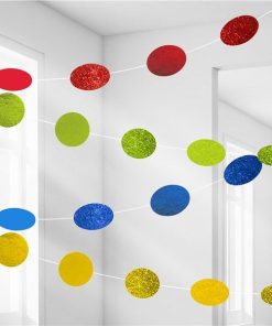 Multi Coloured Glitter Hanging String Decorations