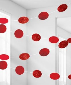 Red Glitter Hanging String Decorations