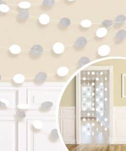 White Glitter Hanging String Decorations