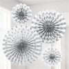 White Paper Glitter Fan Decorations