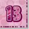 13th Birthday Party Pink Lunch Paper Napkins