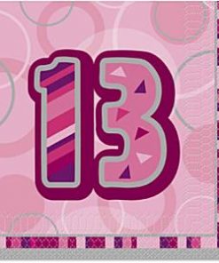 13th Birthday Party Pink Lunch Paper Napkins