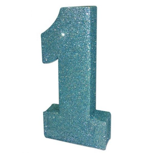 Age 1 Baby Blue Glitter Table Decoration