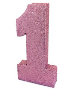 Age 1 Pink Glitter Table Decoration