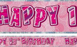 Age 13 Pink Birthday Banner