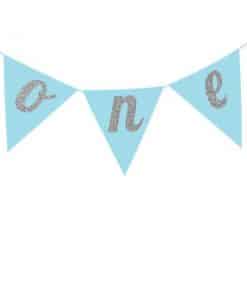Age One Blue Glitter Cake Bunting