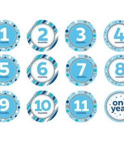 Blue & Silver Glitter Monthly Milestone Stickers