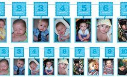Boy's 1st Birthday Blue Glitter Garland Photo Holder