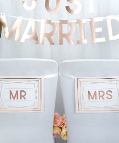Geo Blush Wedding 'Mr & Mrs' Wedding Chair Bunting