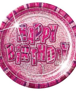Happy Birthday Pink Party Paper Plates