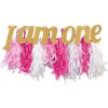 I Am One Pink & Gold Glitter High Chair Decoration