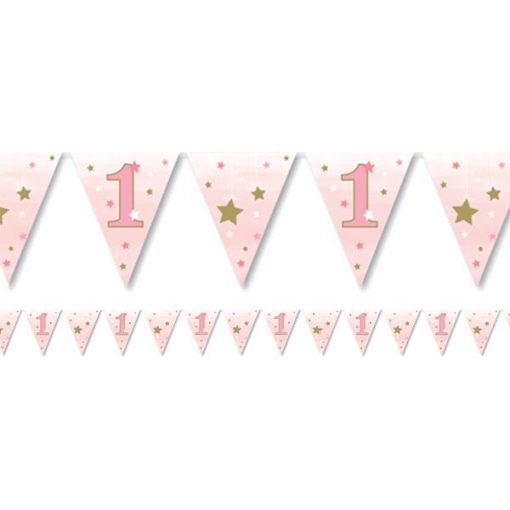 One Little Star Girl Party Paper Bunting