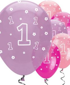 One is Fun Girl Party Printed Latex Balloons