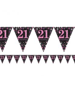 Pink Celebration Age 21 Party Prismatic Foil Bunting