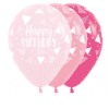 Happy Birthday Fuchsia & Pretty Pink Printed Latex Balloons