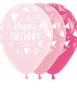 Happy Birthday Fuchsia & Pretty Pink Printed Latex Balloons