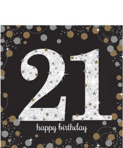 Sparkling Celebration Age 21 Party Paper Napkins