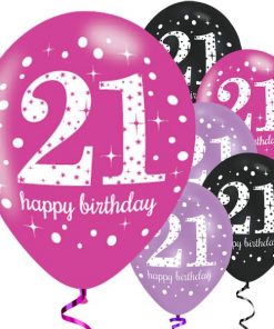 Happy 21st Birthday Pink Latex Balloons