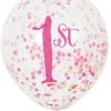 Pink & Gold 1st Birthday Party Latex Confetti Balloons