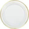 Premium Plastic Plates White with Rose Gold Trim