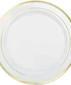 Premium Plastic Plates White with Rose Gold Trim