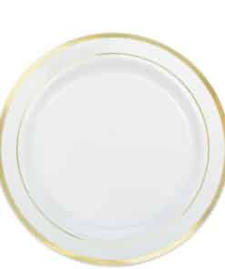 Premium Plastic Plates White with Rose Gold Trim