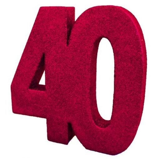 40th Ruby Wedding Anniversary Glitter Table Decoration
