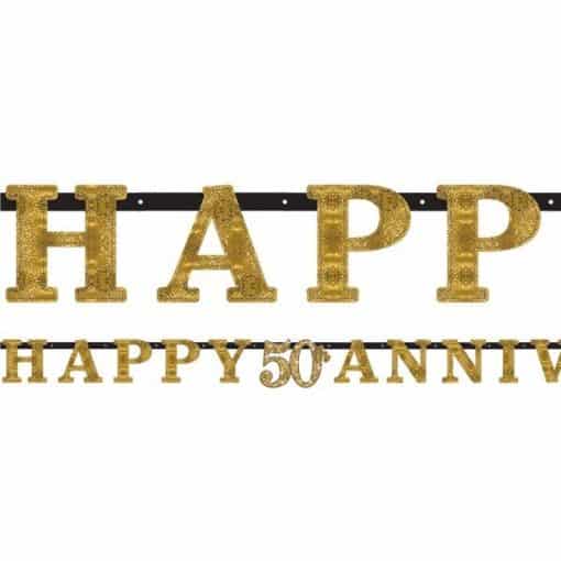 50th Gold Sparkling Wedding Anniversary Letter Banner
