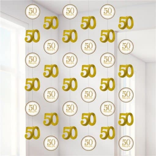 50th Gold Sparkling Wedding Anniversary String Decoration