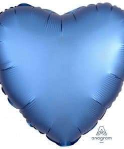 Azure Blue Heart Satin Luxe Foil Balloon