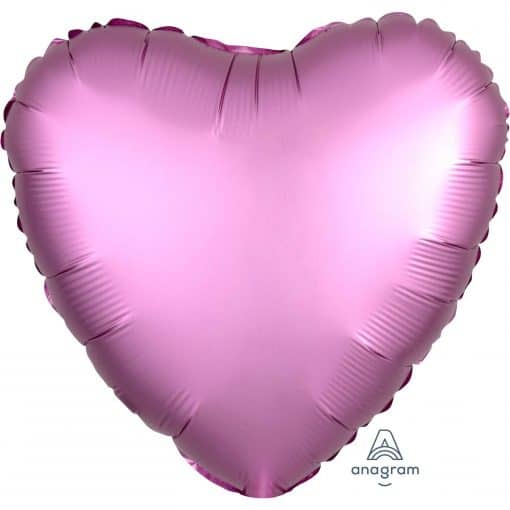 Flamingo Pink Heart Satin Luxe Foil Balloon