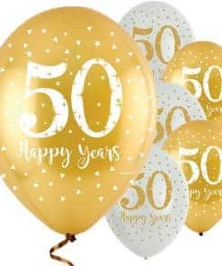 'Happy 50 Years' Golden Anniversary Latex Balloons