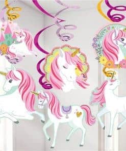 Magical Unicorn Party Hanging Swirl Decorations