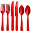 Red Reusable Plastic Cutlery Set