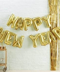 Gold Metallic Star Happy New Year Balloon Bunting