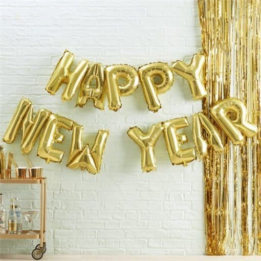 Gold Metallic Star Happy New Year Balloon Bunting