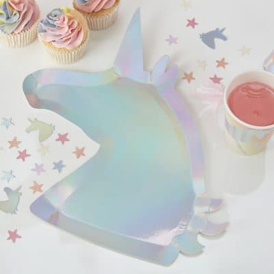 Unicorn Wishes Party Iridescent Shaped Unicorn Party Plates