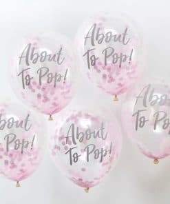 Oh Baby 'About To Pop' Pink Confetti Balloons