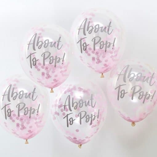Oh Baby 'About To Pop' Pink Confetti Balloons