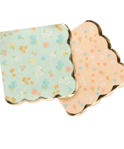 Floral Scalloped Edge Paper Napkins