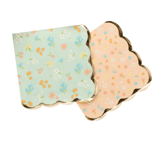 Floral Scalloped Edge Paper Napkins