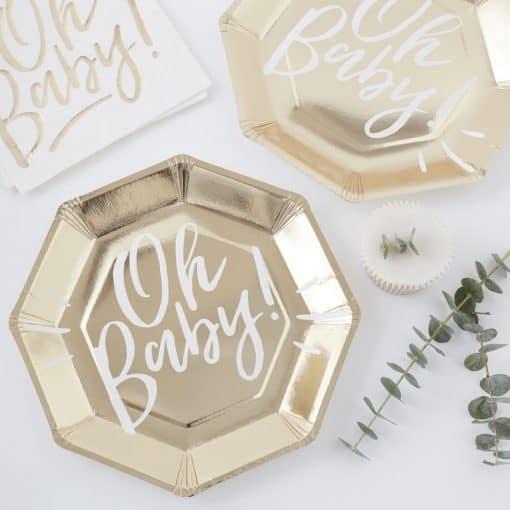 GOLD FOILED OH BABY! PAPER PLATES