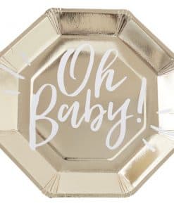 'Oh Baby!' Gold Foiled Paper Plate