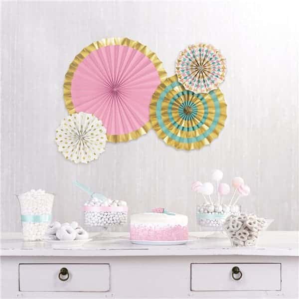 Pastel & Metallic Paper Fan Decorations Next Day Delivery