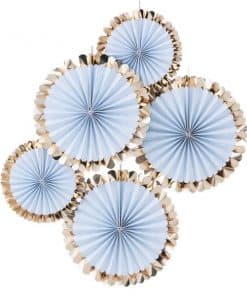 Pick & Mix Pastel Gold Foiled Blue Fan Decorations